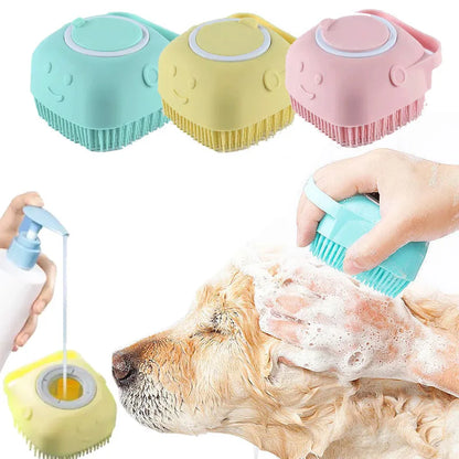Bathroom Puppy Big Dog/Cat Bath Massage Gloves Silicon Brush
