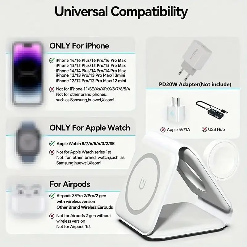 Foldable 3 in 1 Magnetic Wireless Charger