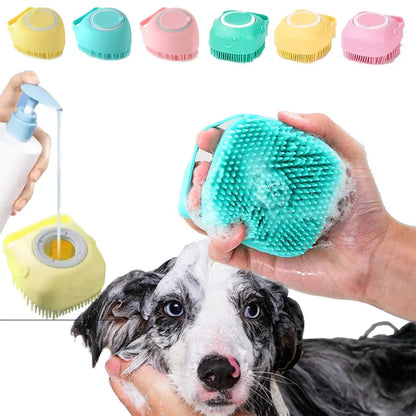 Bathroom Puppy Big Dog/Cat Bath Massage Gloves Silicon Brush
