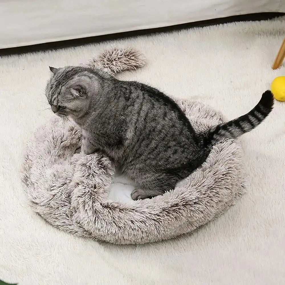 CozzyZoo | Cozy Plush Pet Hideaway Bed - Warm Winter Cat & Dog Sleeping Bag 🐶🐱 pets home
